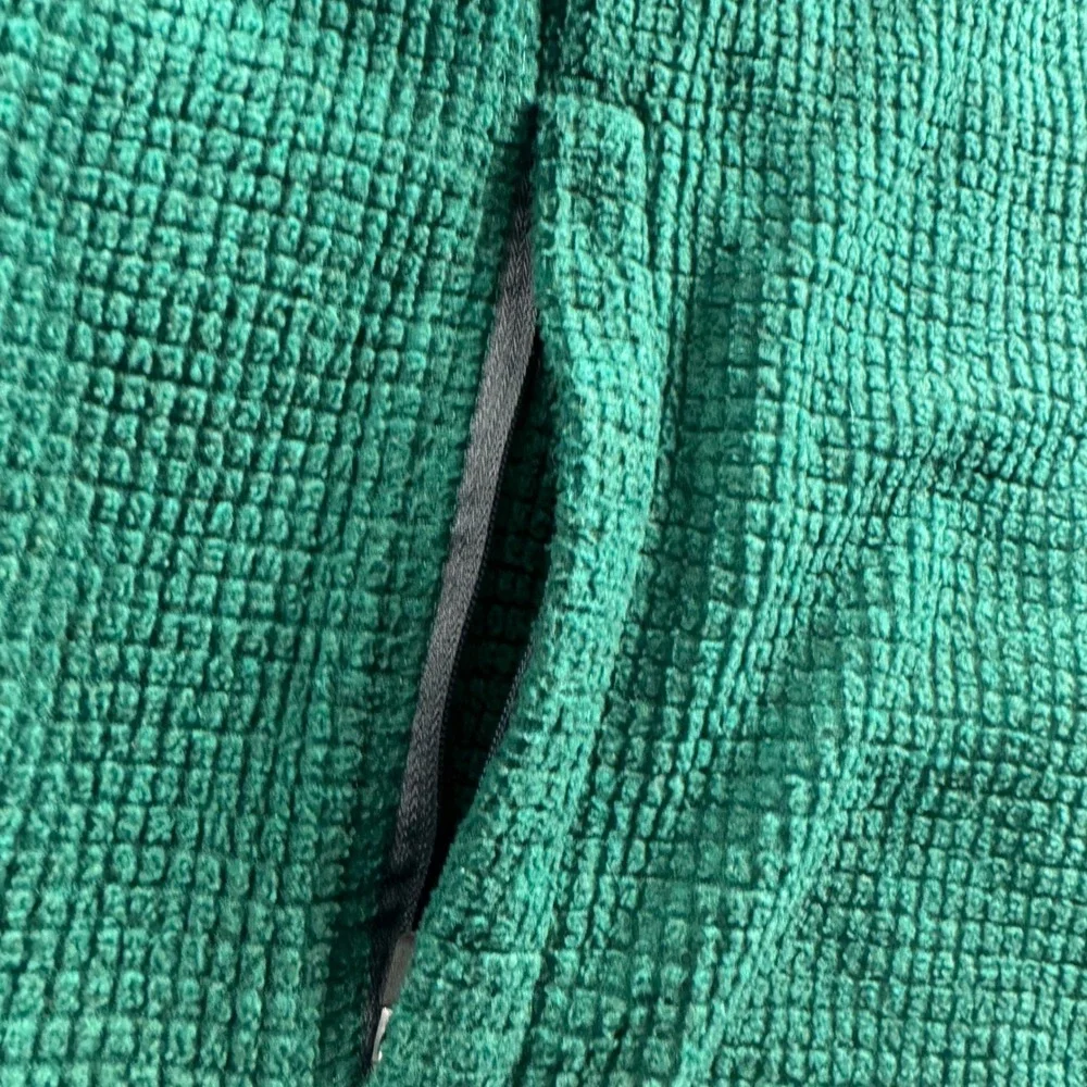 Hi-Tec Mens Green Waffle Grid Fleece Snap Neck Pullover Sweater Size M